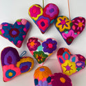 Secret Message Felted Heart -LARGE  4 1/2 inch - Embroidered w/hidden pocket