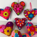 Secret Message Felted Heart - medium 3 1/2"- Embroidered w/hidden pocket