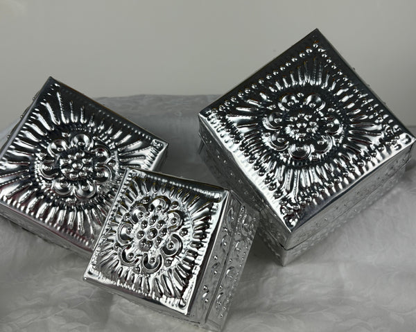 Square Tin Boxes - set of 4 nested boxes