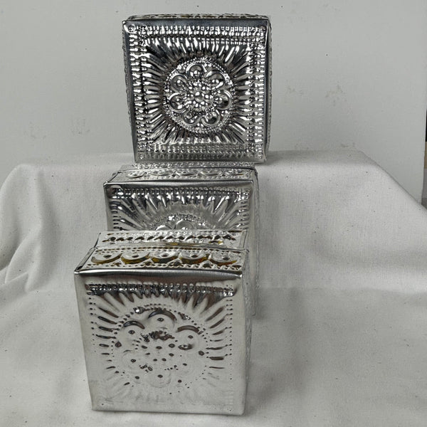 Square Tin Boxes - set of 4 nested boxes