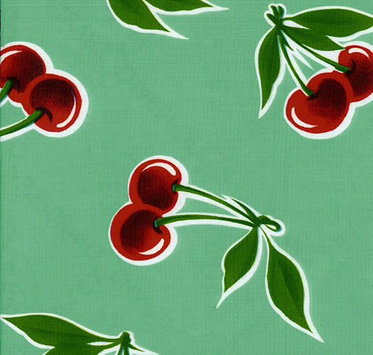 Mexican Oilcloth - Cherries on Aqua