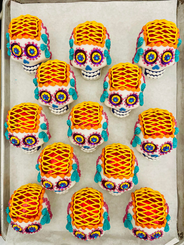 Elizzi Gift - Decorated Sugar Skull - Medium, in new, white boxes