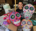 Gigante Sugar Skull Wall Masks - Black with Teal Eyes