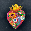 Micro beaded - Flaming Heart Brooch
