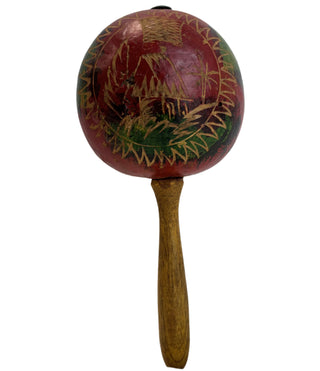 Vintage Maraca - Hand Etched Village Hut in Sun