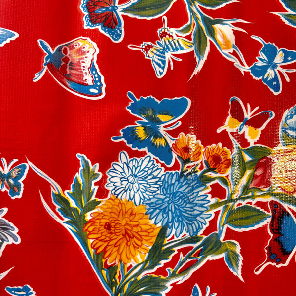 Oilcloth Roll - Butterflies on Red