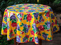 Mexican Oilcloth - Poppy on Yellow
