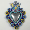Silver Center Hand Painted Heart Milagros - Assorted