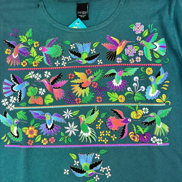 T Shirt - Hummingbirds- Deep Teal