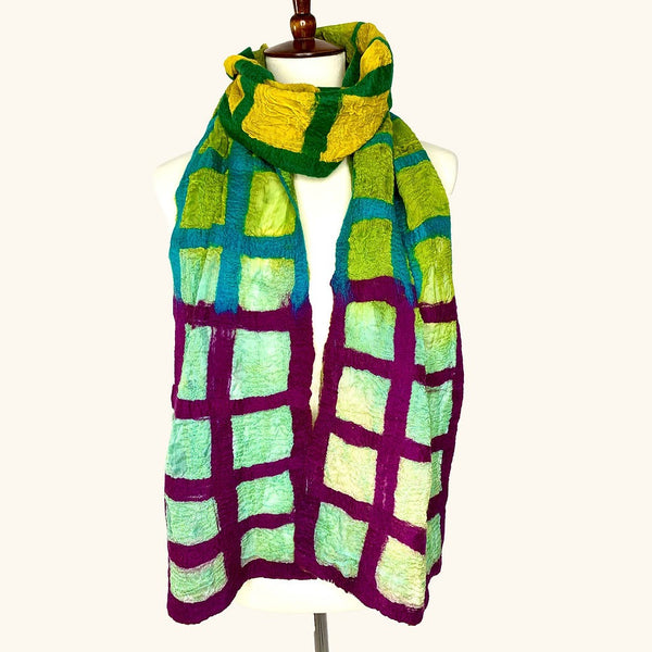 Scarf - Window Pane - Purple, Green & Blue