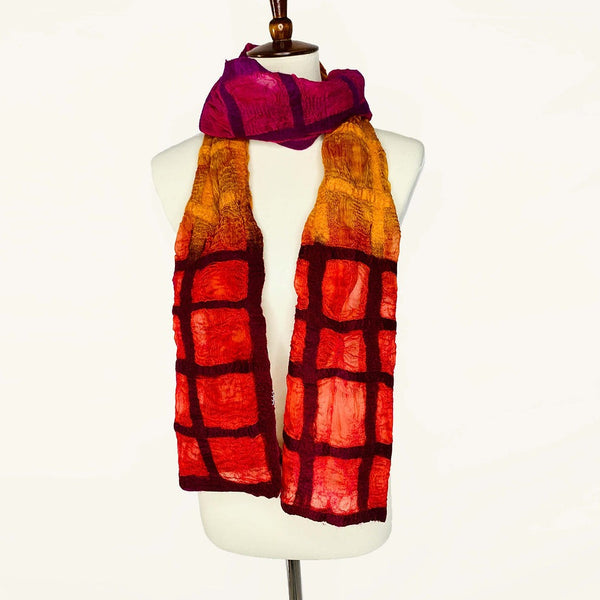 Scarf - Window Pane - Orange and Red