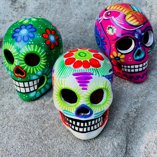 Tropical Altar Skull - hand painted ceramic assorted colors