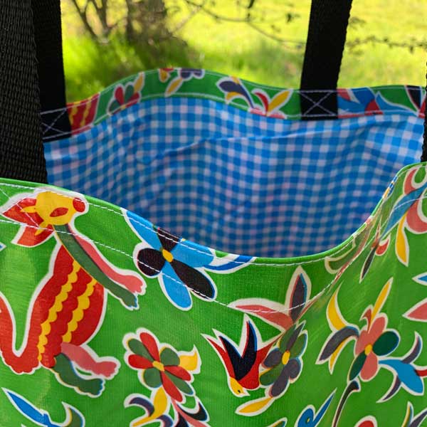 Mexican Oilcloth Market Bag – Animales on Lime