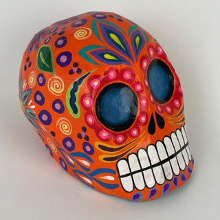 Big Eyes Papier Mâché Skull - Blue - Museum Quality