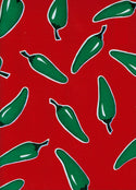 Mexican Oilcloth - Green Chile Peppers on Red