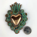 Copper Flaming Heart Milagro - 4 inch