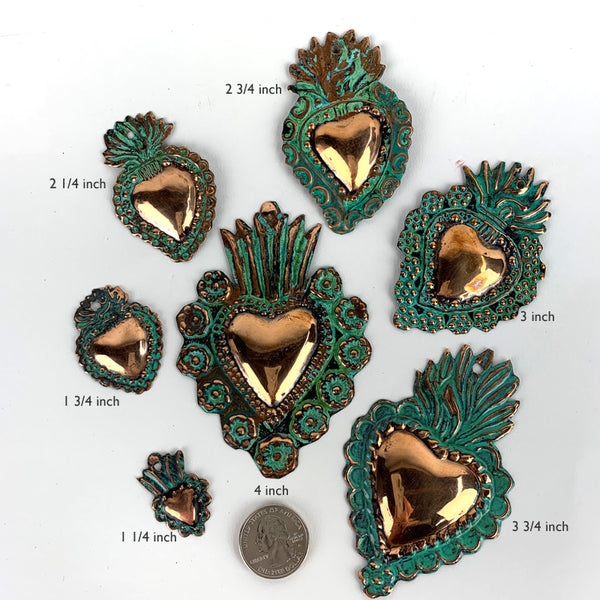 Copper Flaming Heart Milagro - Mini 1 <sup>1/4</sup> inch