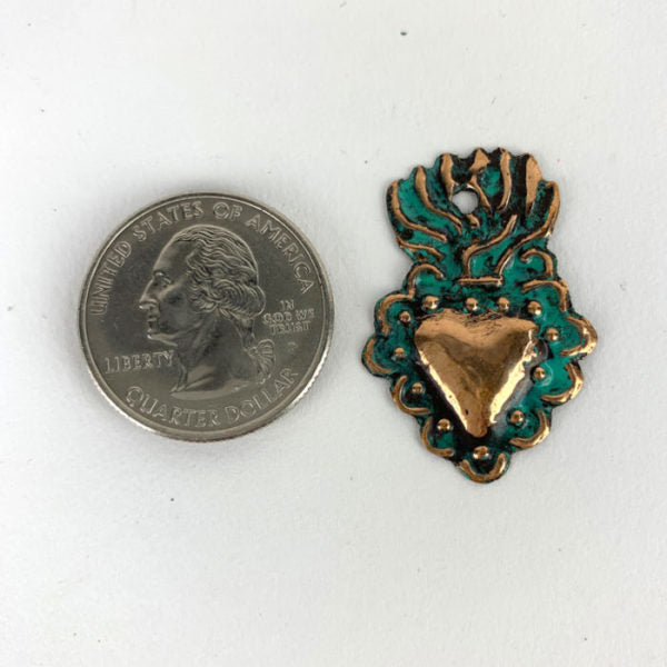 Copper Flaming Heart Milagro - Mini 1 <sup>1/4</sup> inch