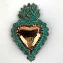 Copper Flaming Heart Milagro - 3 <sup>3/4 inch</sup>
