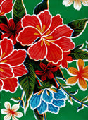 Mexican Oilcloth - Hibiscus on Green