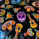 Rectangle 86" Long Table Oilcloth – Sugar Skull Black on Black