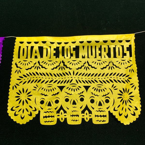 Hand Cut Paper Day of the Dead Papel Picado Banners - Medium