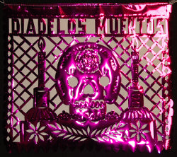 Metallic Mylar Day of the Dead Cut Paper Banner - Large