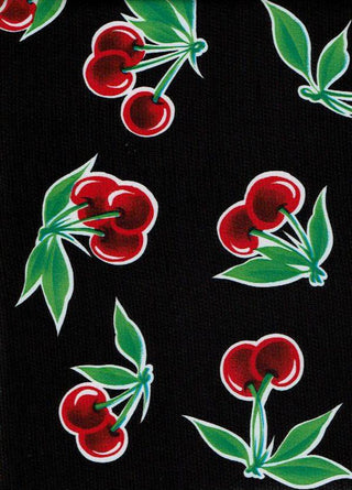 Round Oilcloth Tablecloth – Cherries on Black