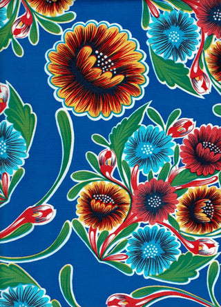 Mexican Oilcloth - Floral on Blue