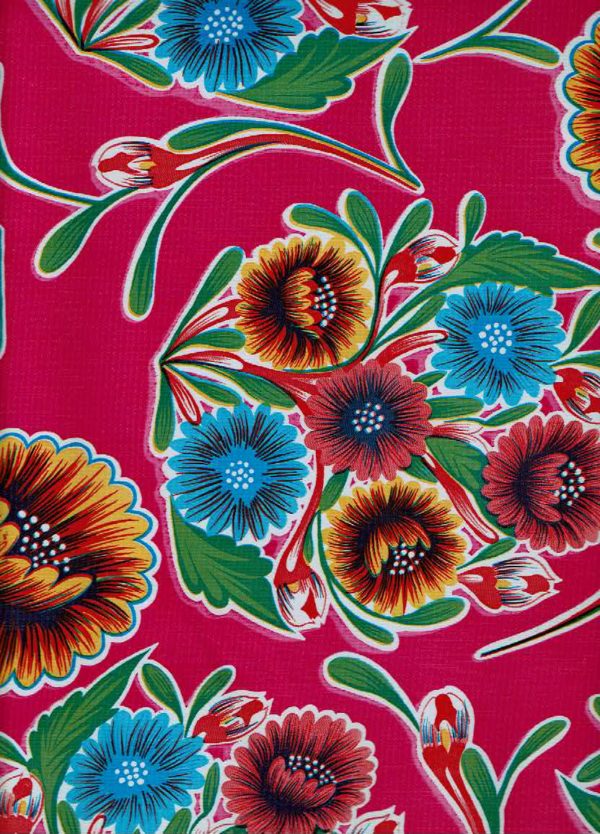 Mexican Oilcloth - Floral on Magenta