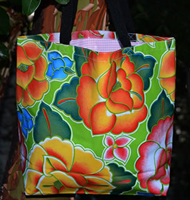 Mexican Oilcloth Market Bag – Frida on Lime
