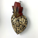 Wood milagro encrusted hearts - X Large