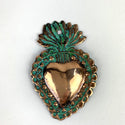 Copper Flaming Heart Milagro- 2 <sup>1/4</sup> inch