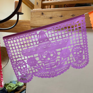 Hand Cut Paper Day of the Dead Papel Picado Banners - Medium