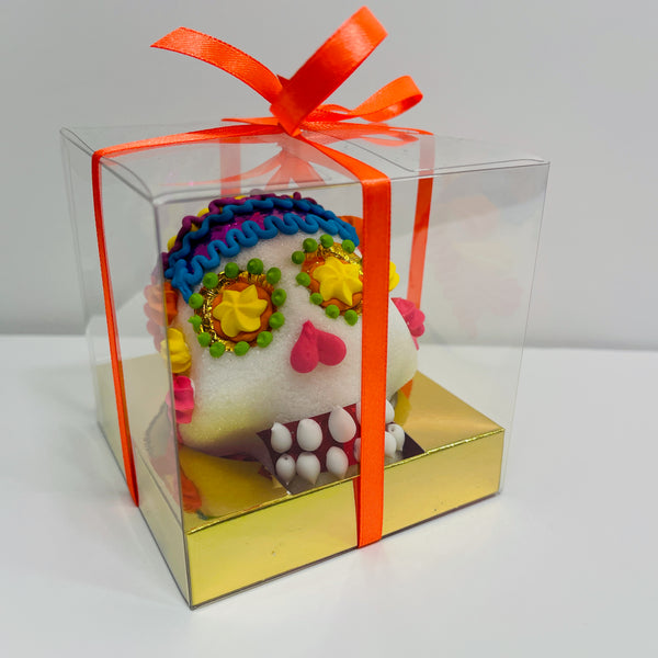 Elizzi Gift - Decorated Sugar Skull - Medium, in new, white boxes