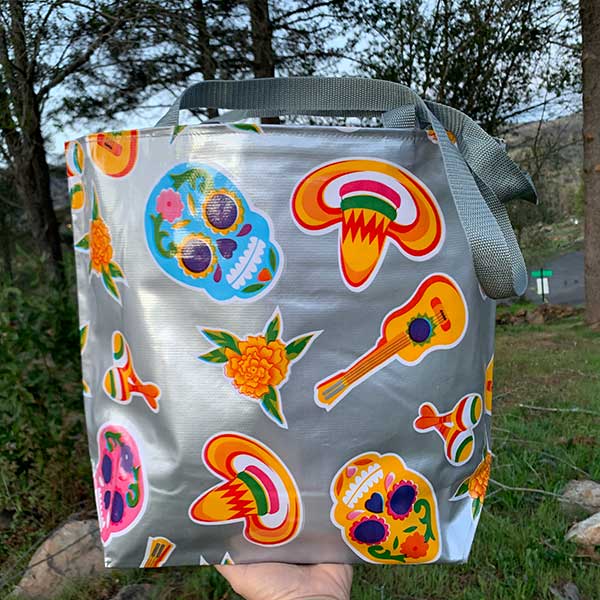 TOTE Sugar Skull Tote Bag - Silver