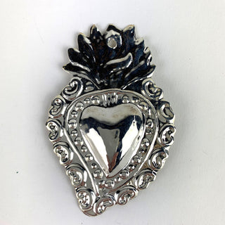 Amor Silver Heart Milagro 2 1/4 inch