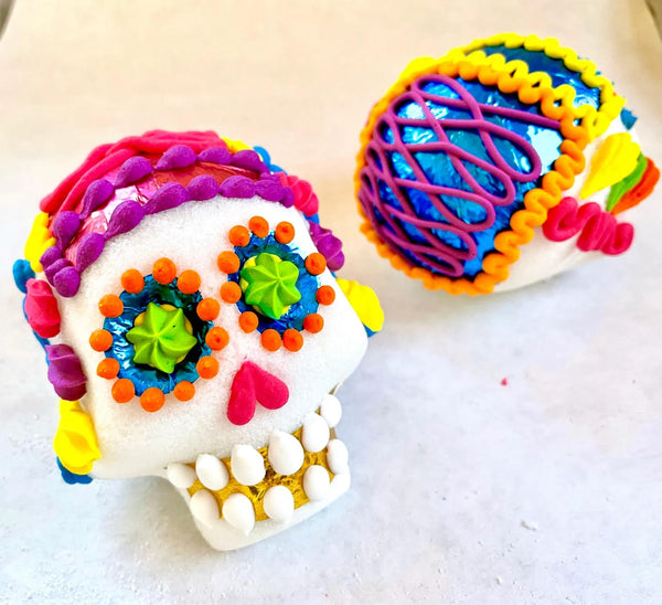 Elizzi Gift - Decorated Sugar Skull - Medium, in new, white boxes