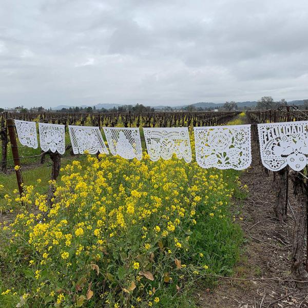 Large White Wedding Papel Picado Banner