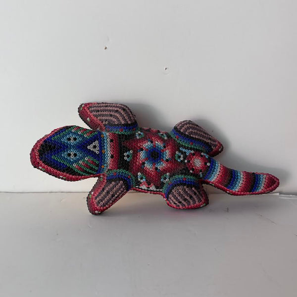 Huichol Beaded Lizard or Iguana Figurine