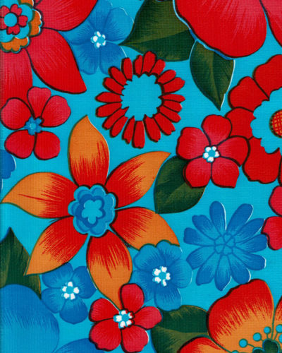 Mexican Oilcloth - Flower Fields on Light Blue (C)
