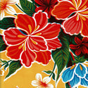 Mexican Oilcloth - Hibiscus on Yellow