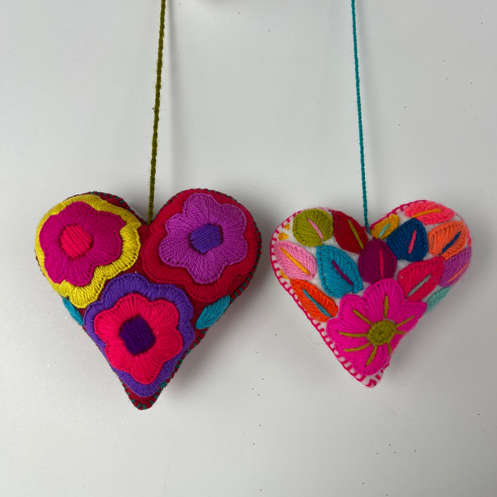 Secret Message Felted Heart -LARGE 4 1/2 inch - Embroidered w/hidden p ...