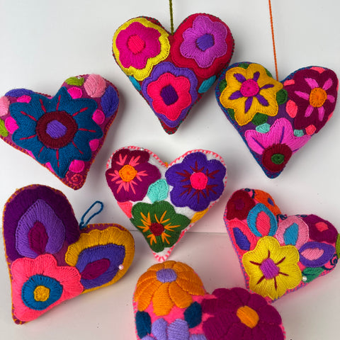 Secret Message Felted Heart -LARGE  4 1/2 inch - Embroidered w/hidden pocket