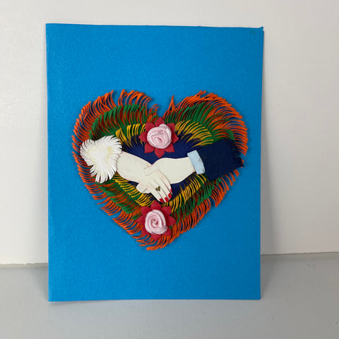 Holding Hands - Fringed Heart Card - 0