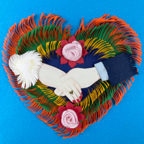 Holding Hands - Fringed Heart Card