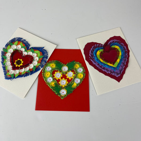 Fringed Paper Heart Note Cards - Assorted