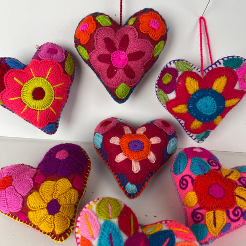 Secret Message Felted Heart - medium 3 1/2"- Embroidered w/hidden pocket - 0