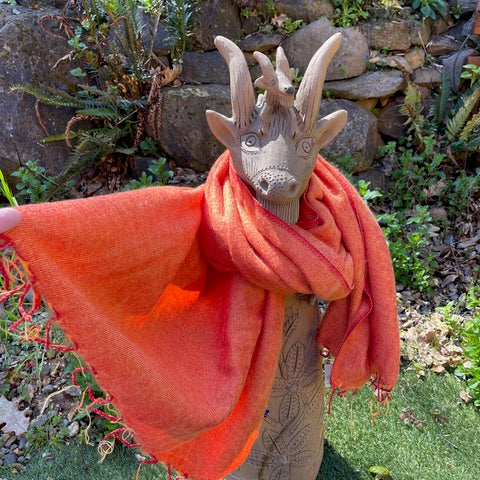 Brushed Woven Shawl - Tangerine