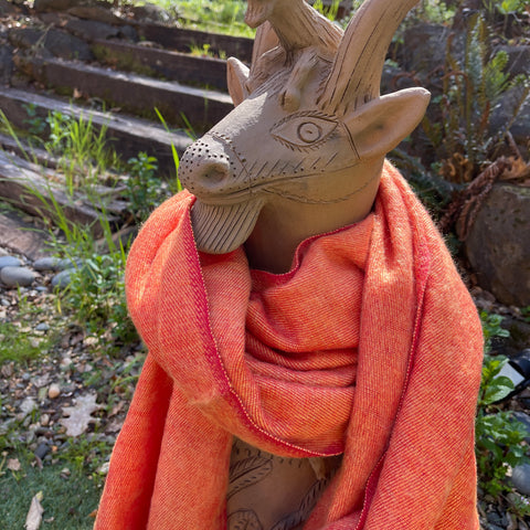 Brushed Woven Shawl - Tangerine